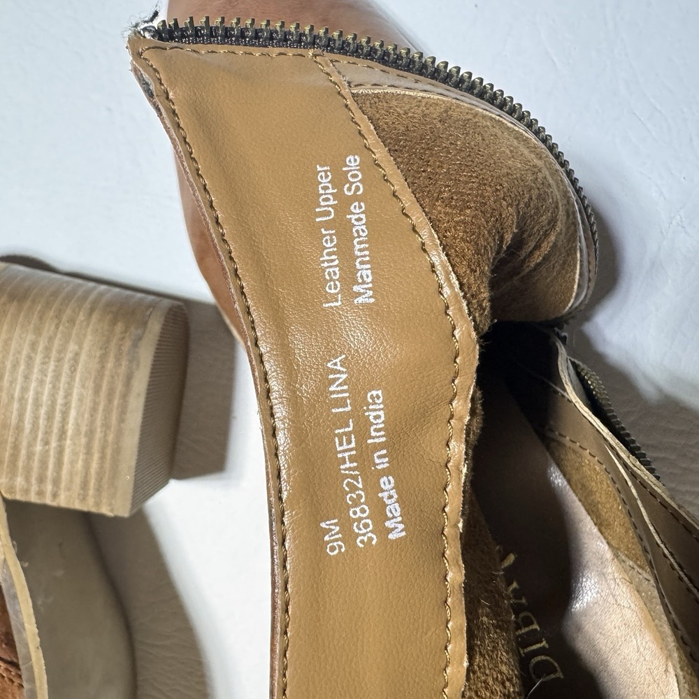Diba True Hel Lina Ankle Boots Womens 9m Tan Leather Ruched Pointed Toe Boho View 4
